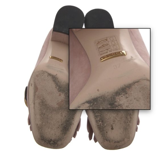 GUCCI Double G Logo Suede Pumps Size: 7 | IT 37 Marmont - Picture 4 of 15